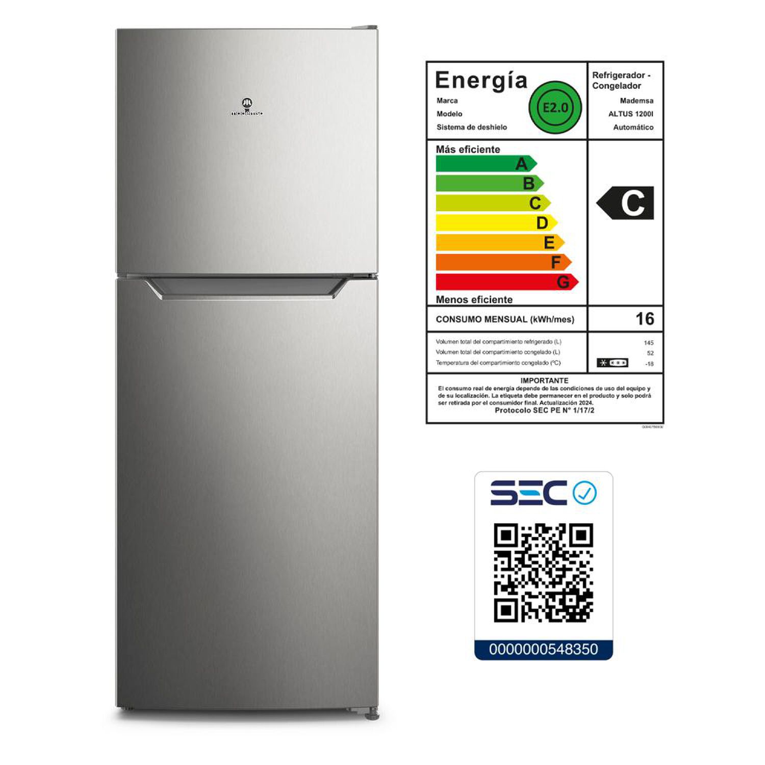 Refrigerador Top Freezer Mademsa Altus 1200i / No Frost / 197 Litros / C image number 9.0